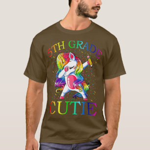 T-shirt Premier jour de l'école 5e année Cutie Unicorn