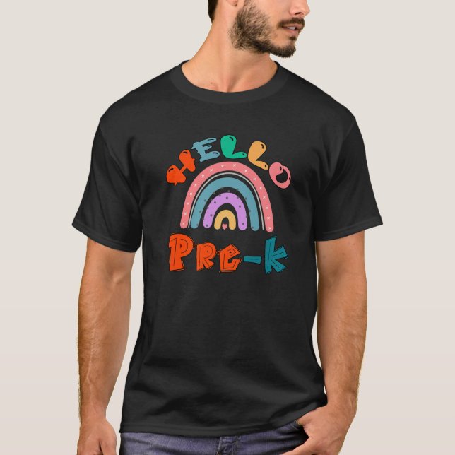 T-shirt Premier Jour De Pré-K Enseignant Bonjour Prek Reto (Devant)