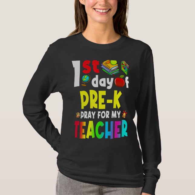 T-shirt Premier Jour De Pré K Enseignant Retour À L'École  (Devant)