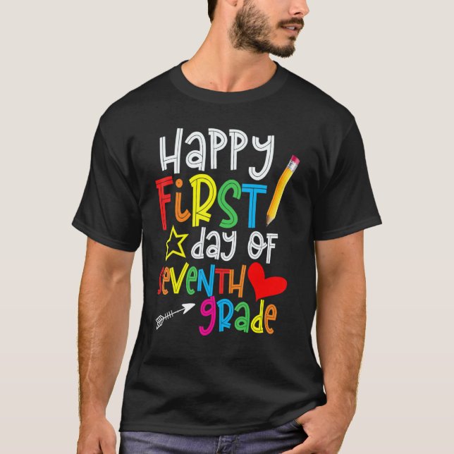 T-shirt Premier Jour D'Enseignant De Septième Année Retour (Devant)