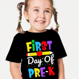 T-shirt Premier jour des enfants préscolaires pré-K Rainbo