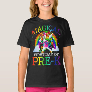 T-shirt Premier Jour Magique De L'Unicorne Pré-K Retour À 