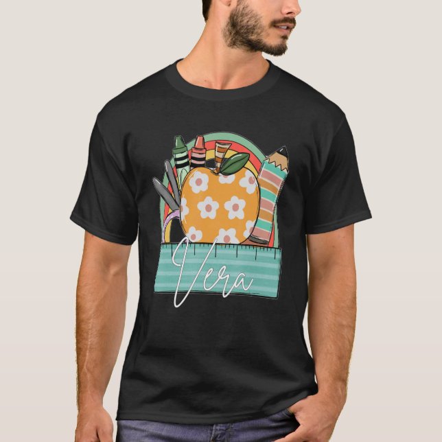 T-shirt Premier Jour Retour À L'École Personnalisé Nom De  (Devant)