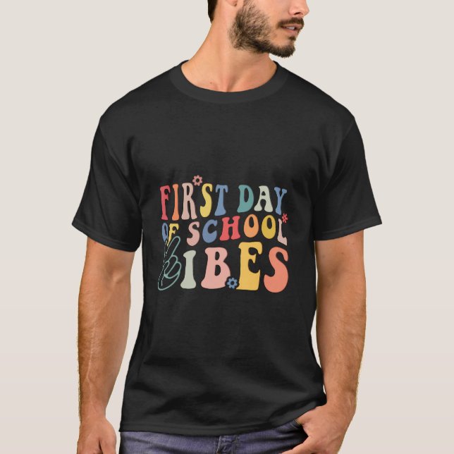 T-shirt Premier Jour Vibes De L'École Primaire Retour À L' (Devant)