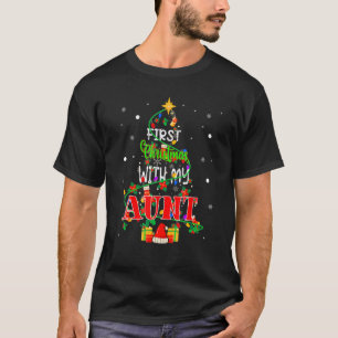 T-shirt Premier Noël Avec Ma Tante Xmas Arbre Lumière Fami
