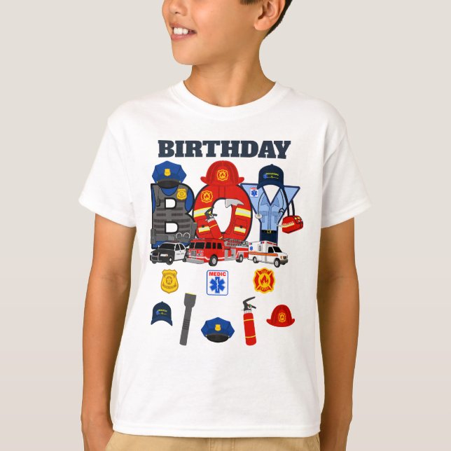 T-shirt Premier répondant Anniversaire Garçon | urgence (Devant)