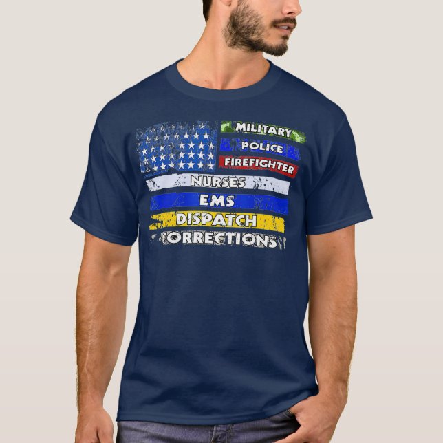 T-shirt Premier répondeur Cadeau EMS Pompier Police (Devant)