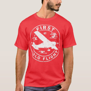 T-shirt Premier vol pilote d'avion à plan de vol solitaire