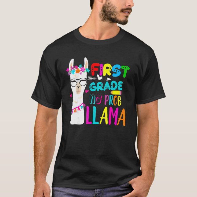T-shirt Première Année No Prob Llama Enseignant 100e Jour  (Devant)