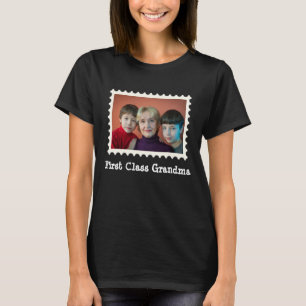 T-shirt Première classe Grand-mère nana personnalisée phot