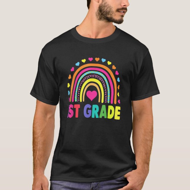 T-shirt Première Classe Rainbow Girls Boys Teacher Team 1s (Devant)