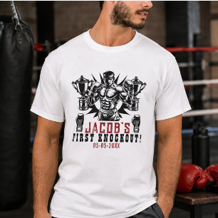 T-shirt Première fête d'anniversaire de boxe Knockout