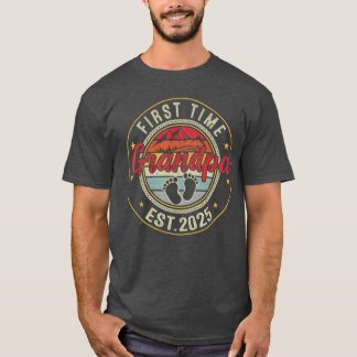T-shirt Première fois Papy 2025 pour Grand-père pour être