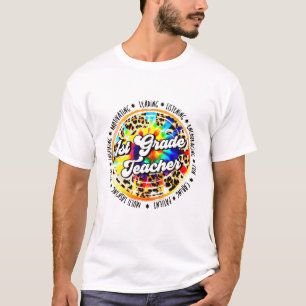 T-shirt Première journée School Kid Book Retro Leopard 1èr