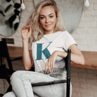 Première lettre | Teal Monogram Modern Stylish Coo