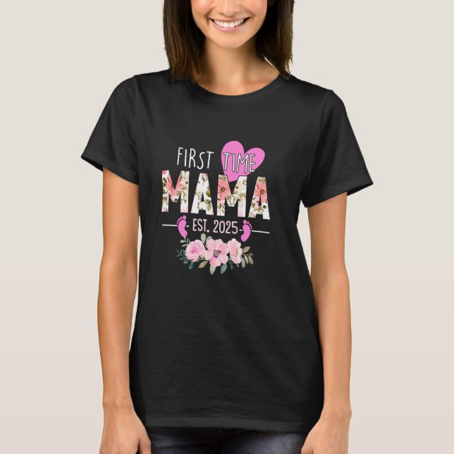 T-shirt Première Maman 2025 Floral promu à Maman Matchi (Devant)