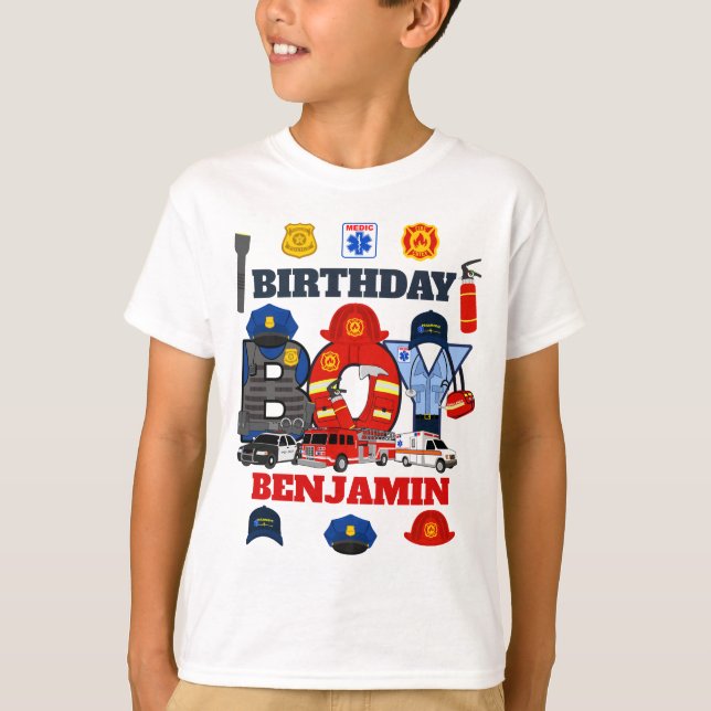 T-shirt Première réponse Anniversaire Boy urgence (Devant)