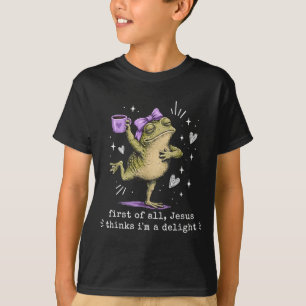 T-shirt Premièrement Jésus Pense Une Grenouille De Délice
