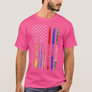 T-shirt Premiers intervenants Héros Drapeau Infirmière EMS