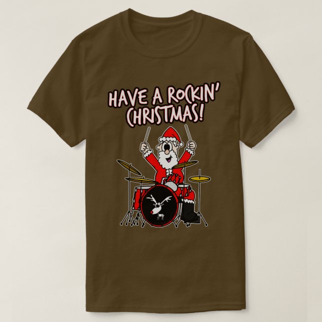 T-shirt Prenez Un Drummer Drummer De Noël Rockin Père Noël (Design devant)