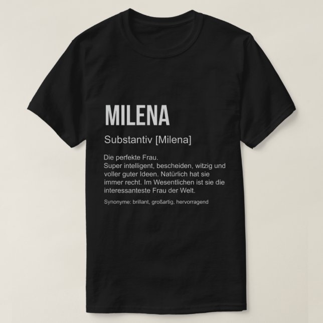 T-shirt Prénom Définition Drôle Nom Cadeau Milena T-Shi (Design devant)