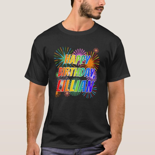 T-shirt Prénom "LILLIAN", Amusant "HEUREUX ANNIVERSAIRE" (Devant)