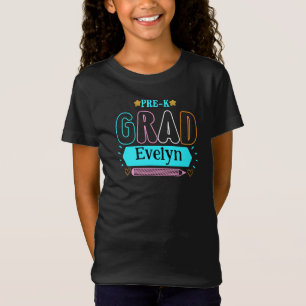 T-Shirt Prénom personnalisé Pré K Grad Retro pour filles
