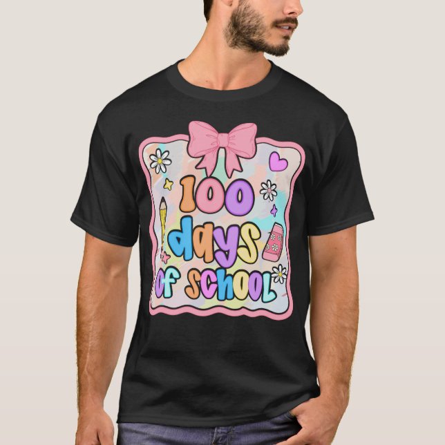 T-shirt Preppy 100 Days of School Cute 100th Day Kids  (Devant)