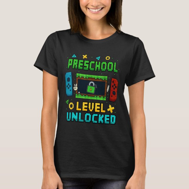 T-shirt Preschool Level Unlocked Ck To School Pixel Art Ga (Devant)