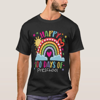 T-shirt Preschool Teacher Girls Kids Rainbow 100 Days Of S