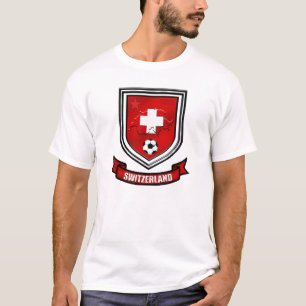 T-shirt Présents suisses de crête de bouclier du football