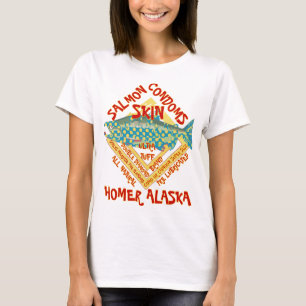 T-SHIRT PRÉSERVATIFS EN PEAU DE SAUMON HOMER ALASKA