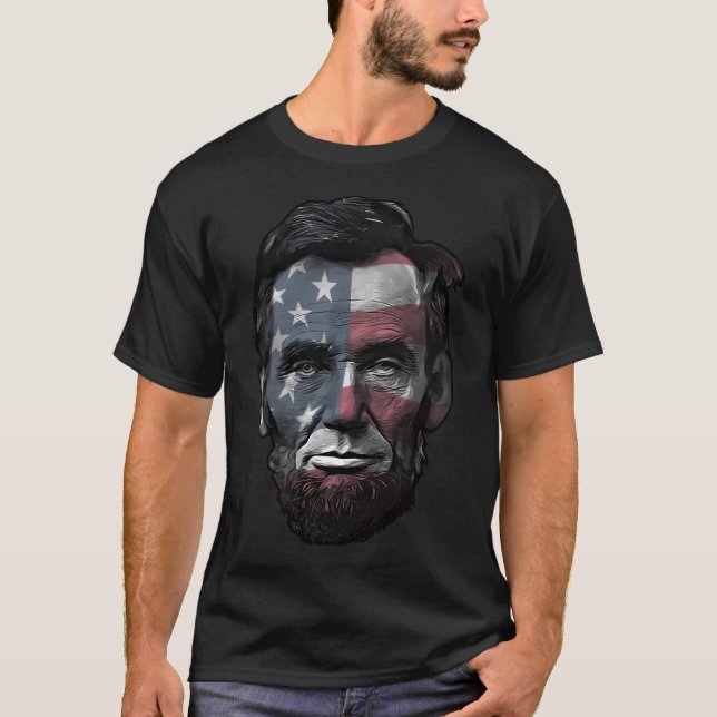 T-shirt Président Abraham Abe Lincoln États-Unis Drapeau s (Devant)