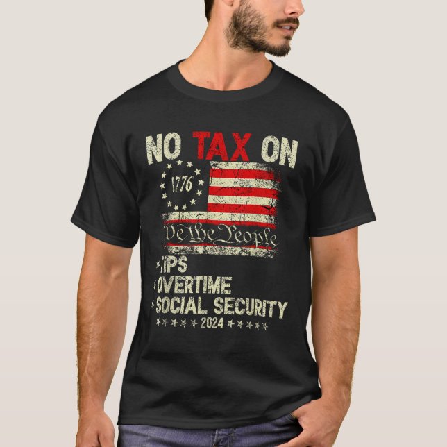 T-shirt Président Trump 2024 Pas D'Impôt Sur Les Pourboire (Devant)