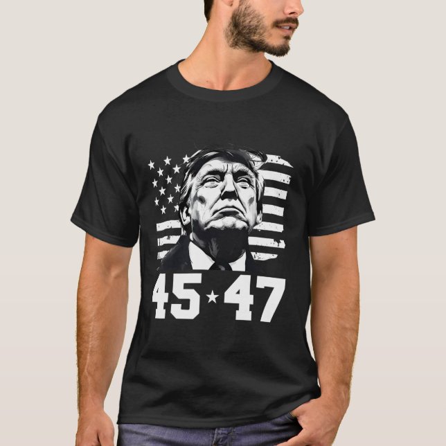 T-shirt Président Trump 45 47 Drapeau américain Trump Vanc (Devant)
