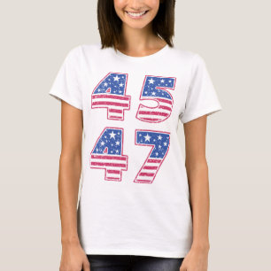 T-Shirt Président Trump 45 47 Rouge Blanc Bleu