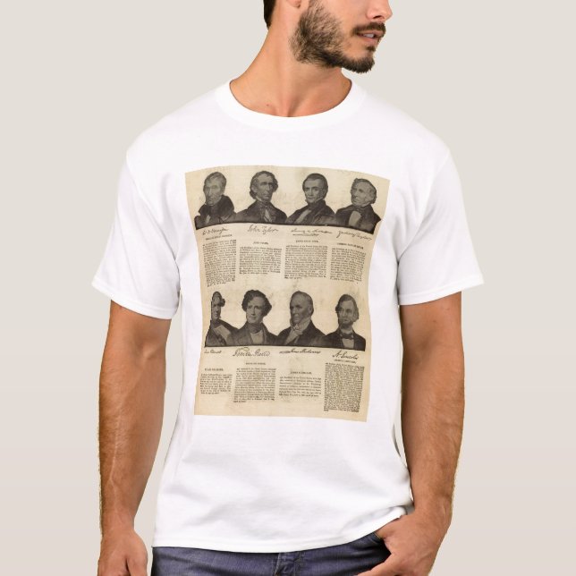 T-shirt Présidents USA, autographes, biographies (Devant)