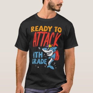 T-shirt Prêt À Attacher Un Requin De 4E Année Premier Jour