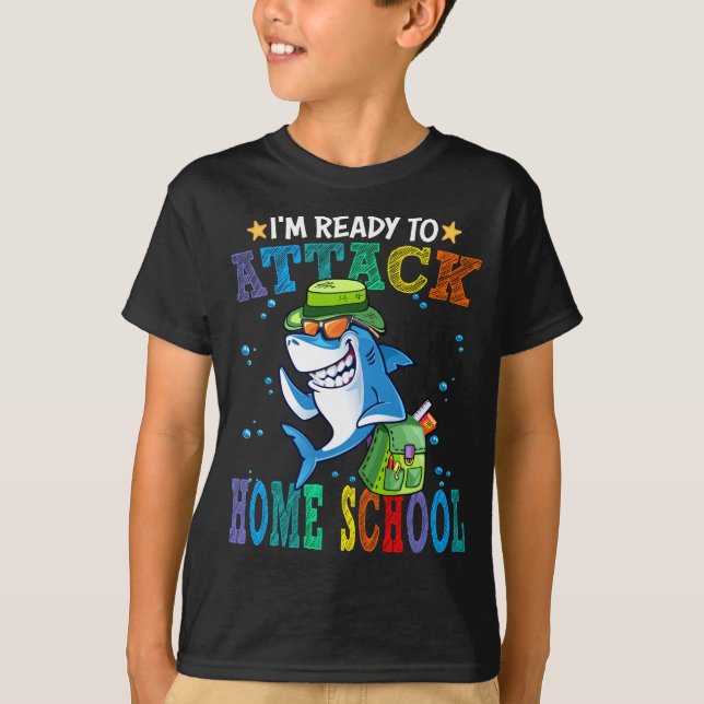 T-shirt Prêt à attaquer l'école maternelle Shark Back Scho (Devant)