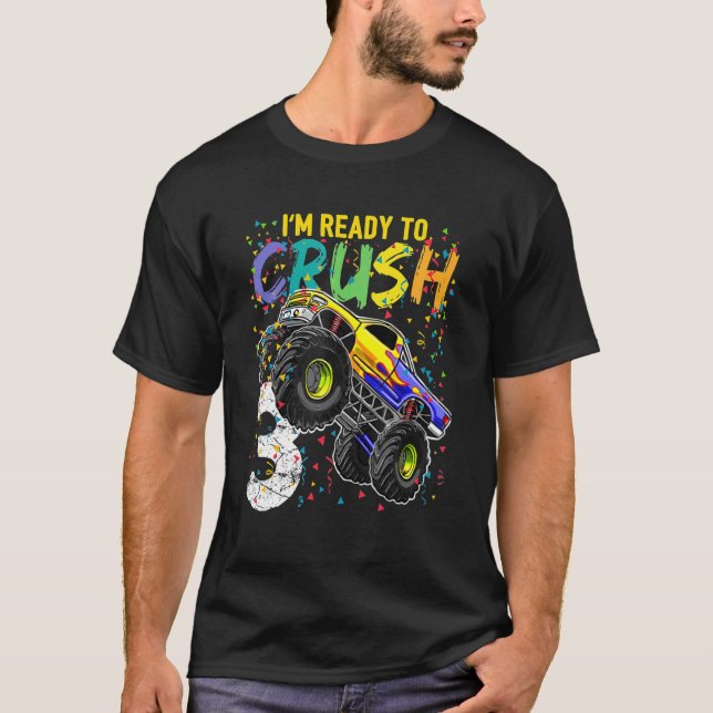 T-shirt Prêt à écraser 3 Camion Monster 3e anniversaire Ga (Devant)