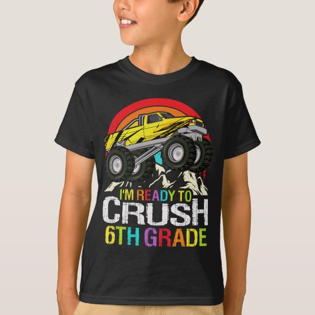 T-shirt Prêt à écraser camion monstre de 6e année (Devant)