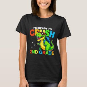 T-shirt Prêt à écraser la 2e année Dinosaur Premier Jour D