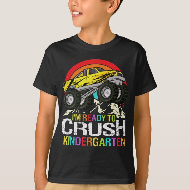 T-shirt Prêt À Écraser Le Camion Monster De L'École De mat (Devant)