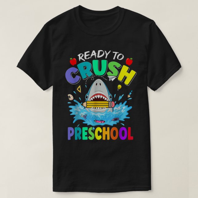 T-shirt Prêt À Écraser Le Requin Préscolaire Le Premier Jo (Design devant)