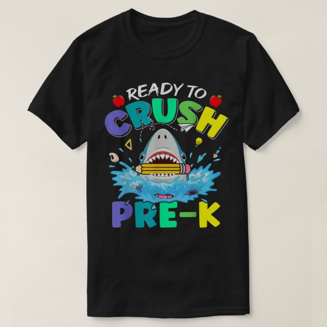 T-shirt Prêt À Écraser Pré-K Premier Jour De L'École Requi (Design devant)