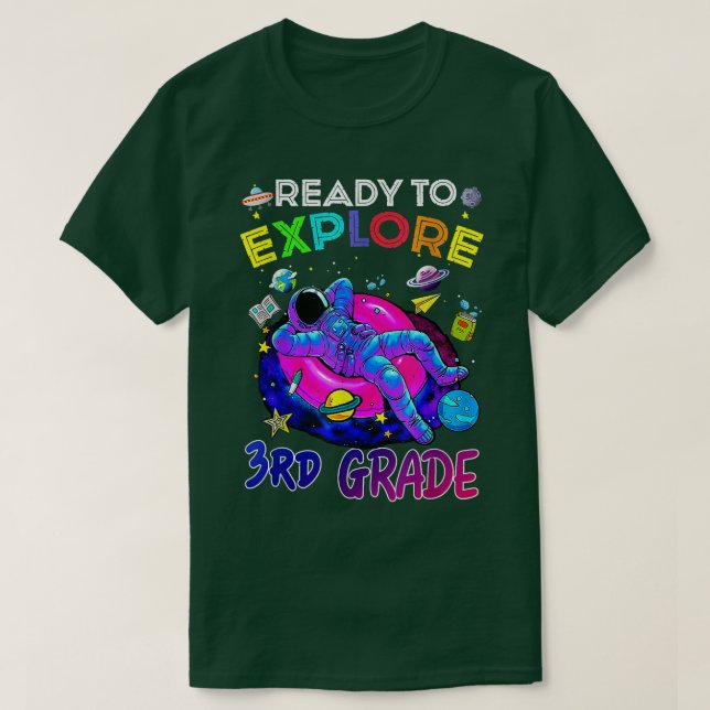 T-shirt Prêt à explorer 3e année retour à l'école Astronau (Design devant)