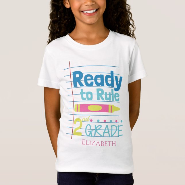 T-Shirt Prêt à régir la crayon de seconde classe personnal (Devant)