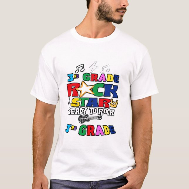 T-shirt Prêt À Remettre Rockstar De Troisième Année À L'Éc (Devant)