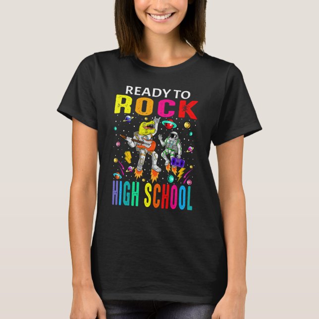 T-shirt Prêt À Rentrer L'Astronaut Dinosaure Du Lycée (Devant)