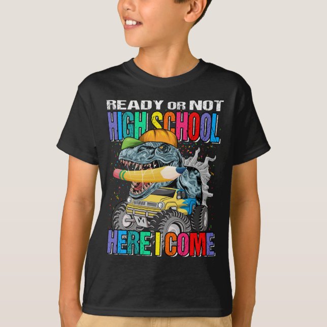 T-shirt Prêt Ou Pas Lycée Ici Je Viens Monster Truck (Devant)